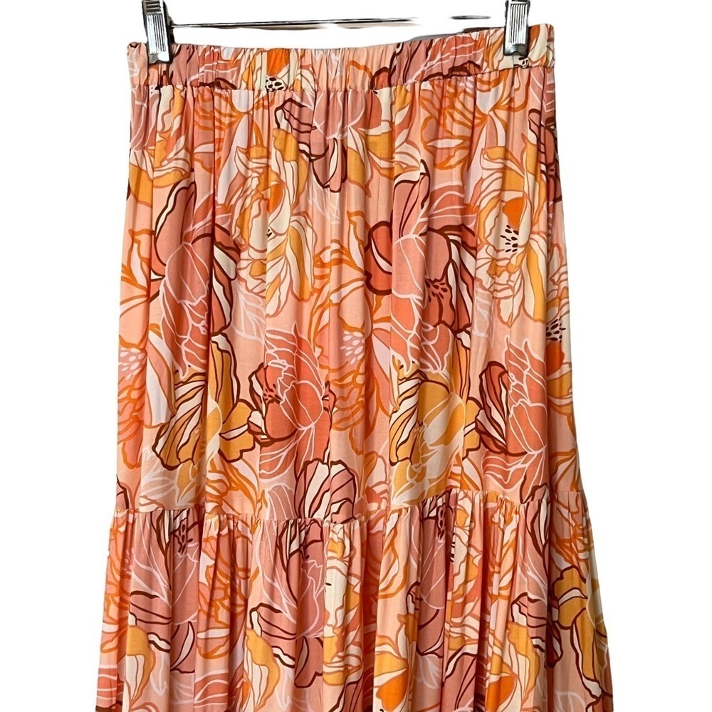 NWT Hello Molly Tiered Ruffled Maxi Skirt XS Tangerine fairy whimsical flowing - Picture 7 of 11